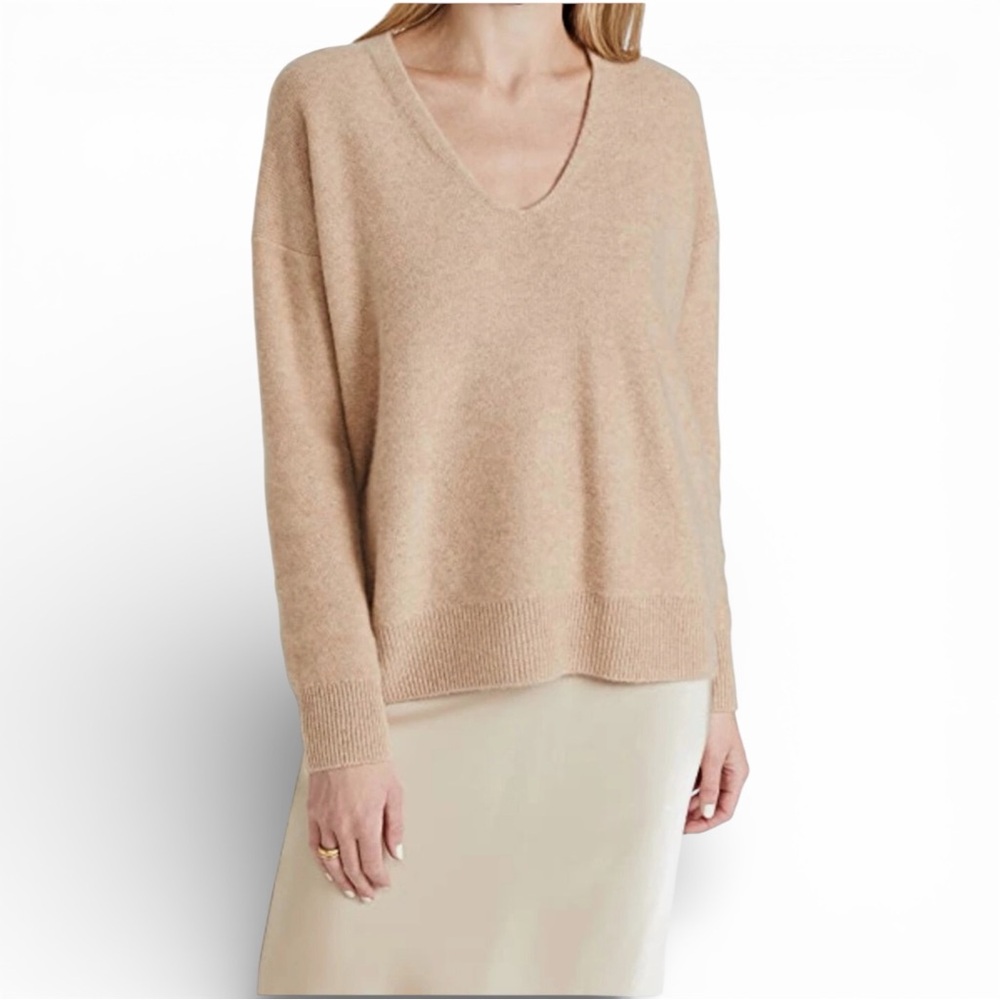 Vince Boiled Cashmere Relaxed V Neck Pullover Sweater Size Small
